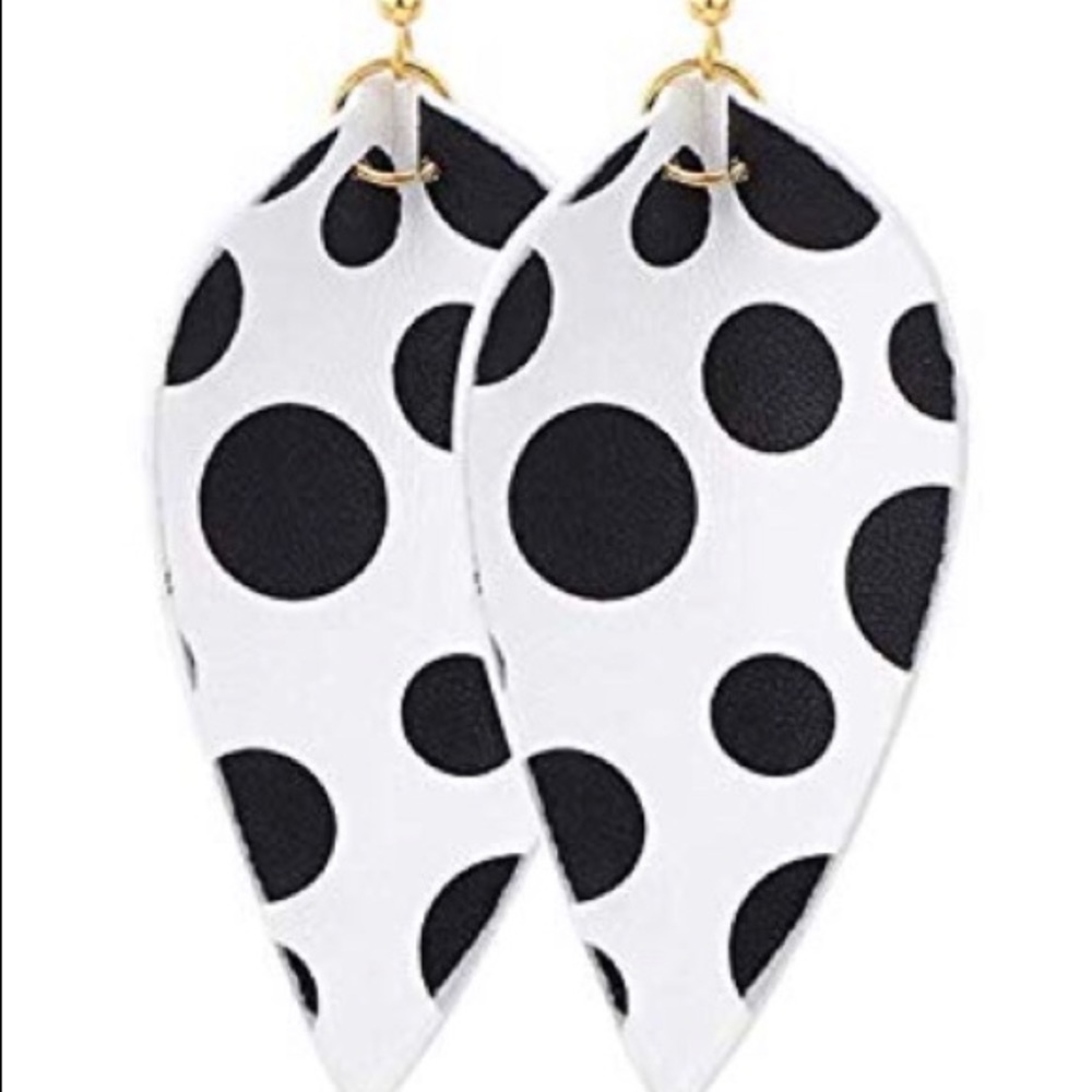 Black and while polka dot earrings